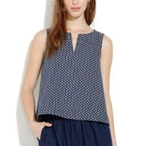 Madewell Navy Daisy Split Back Sleeveless Top Size Small